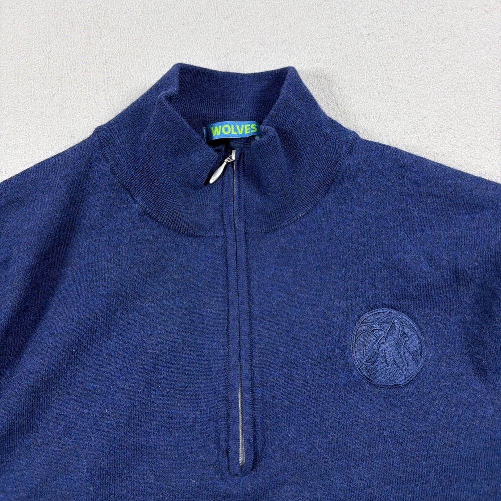 Minnesota Timberwolves Quarter Zip Men Large Merino Wool Navy Blue Lexus Luxury - Picture 3 of 7